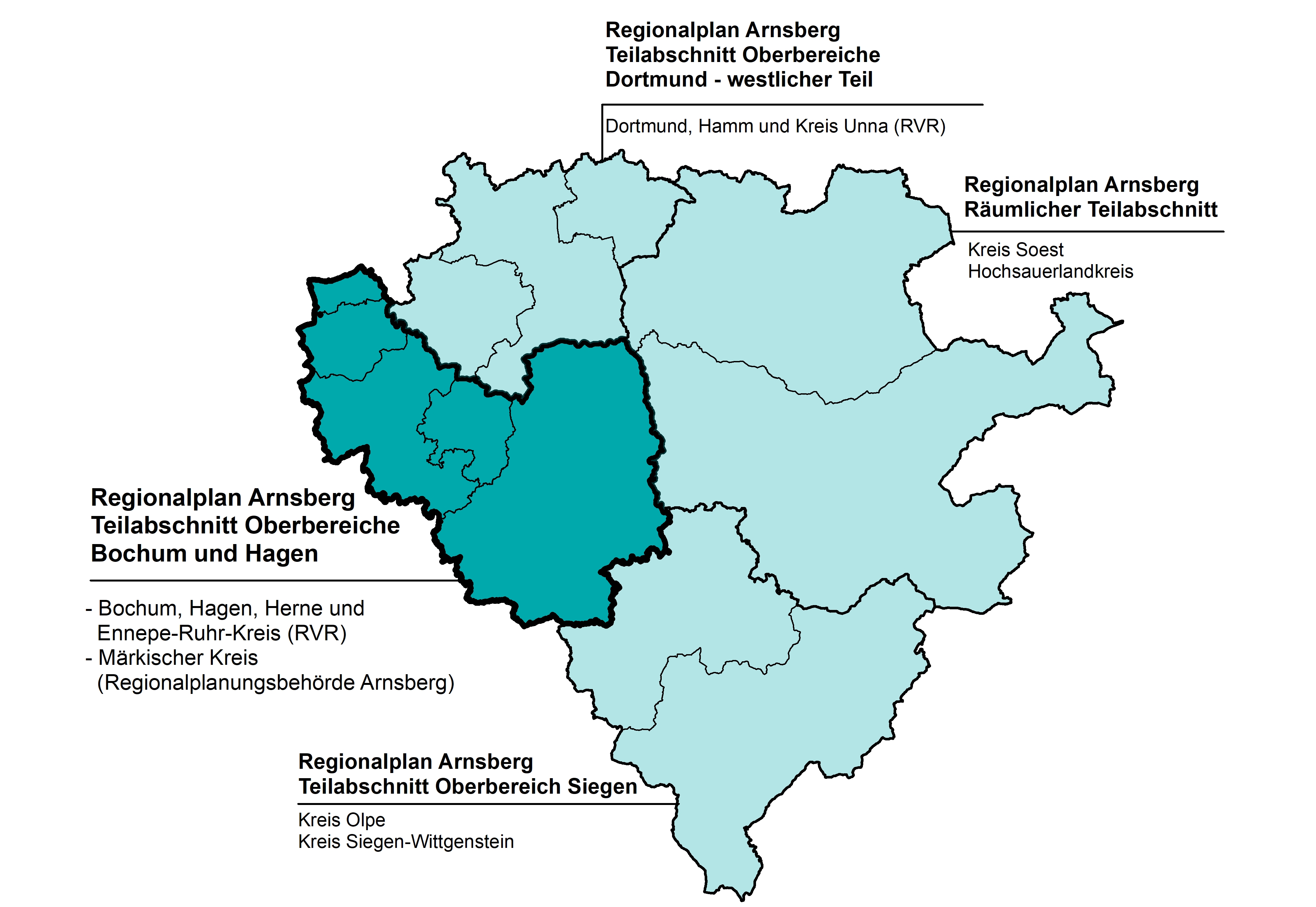 Karte - Teilabschnitt Oberbereich Bochum und Hagen