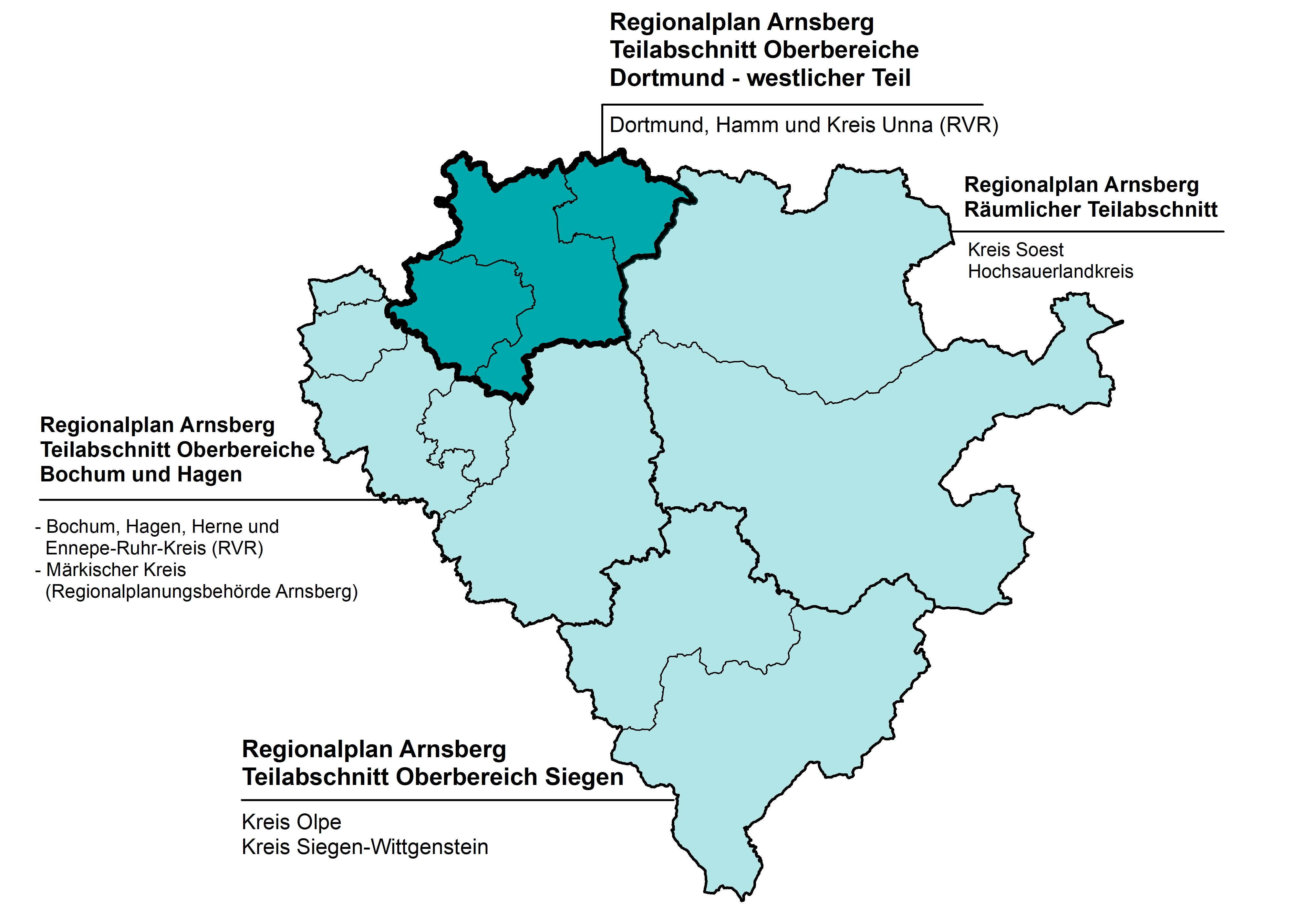 Karte - Oberbereich Dortmund – westlicher Teil –