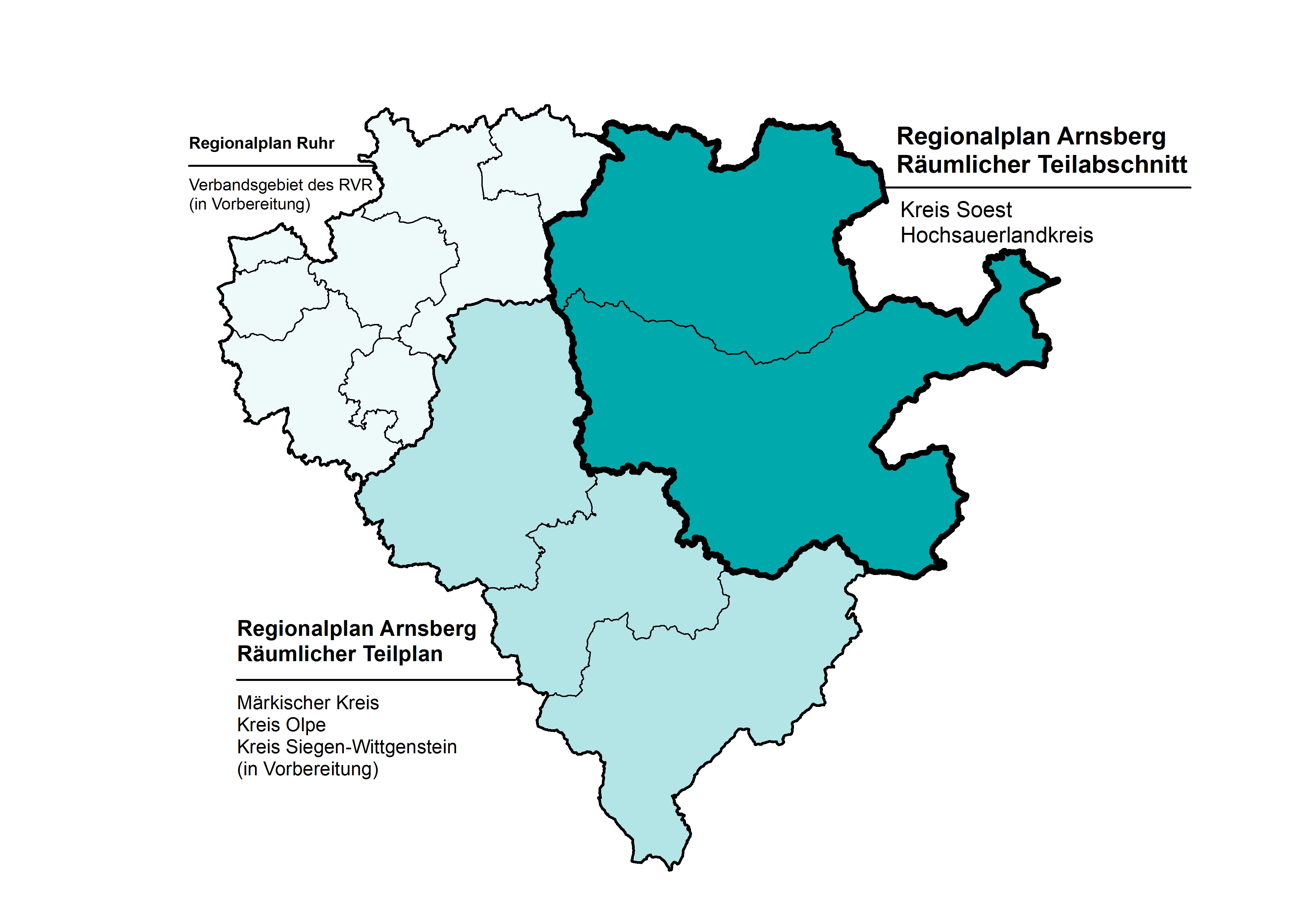Karte - Teilabschnitt Kreis Soest und Hochsauerlandkreis