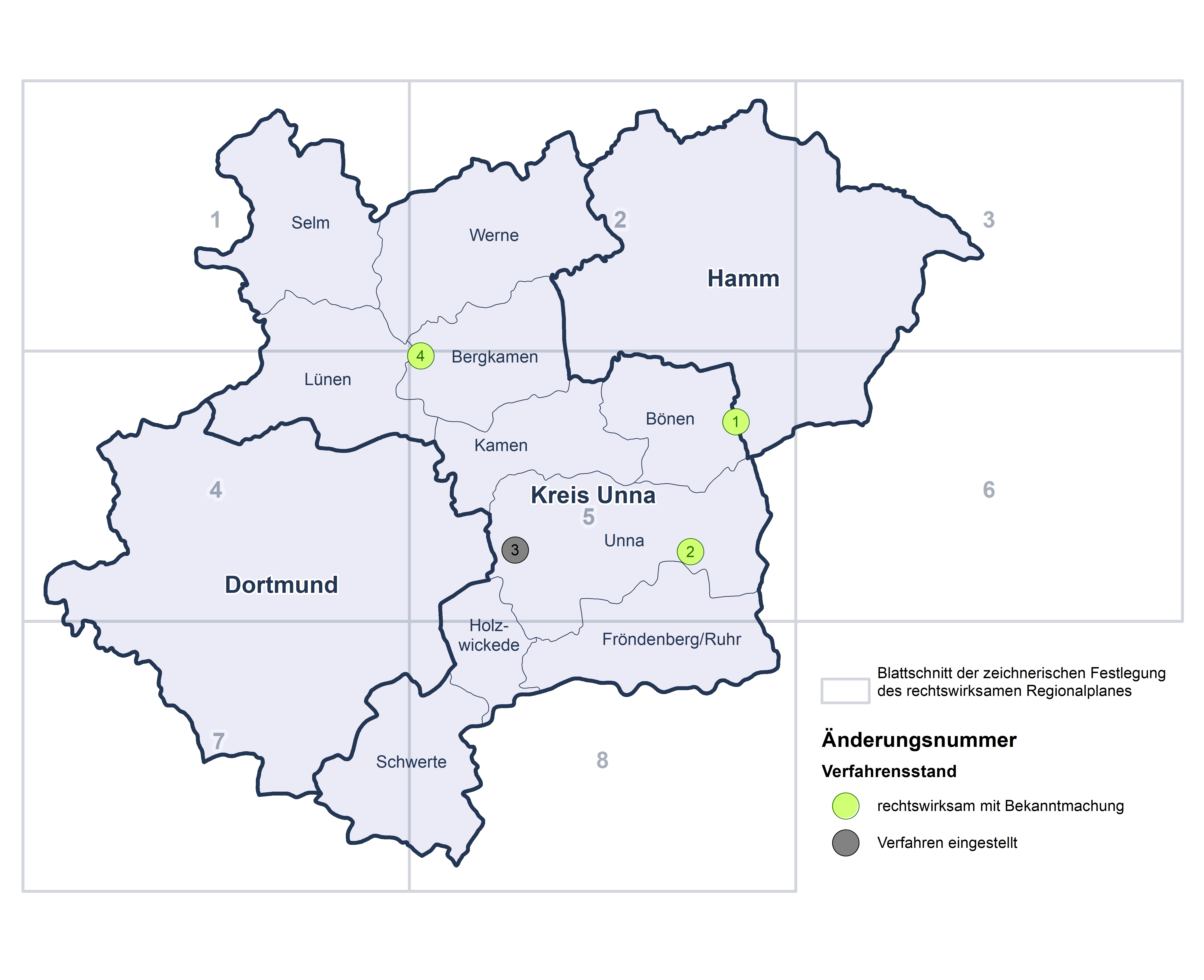 Gebietskarte Dortmund, Hamm und Kreis Unna