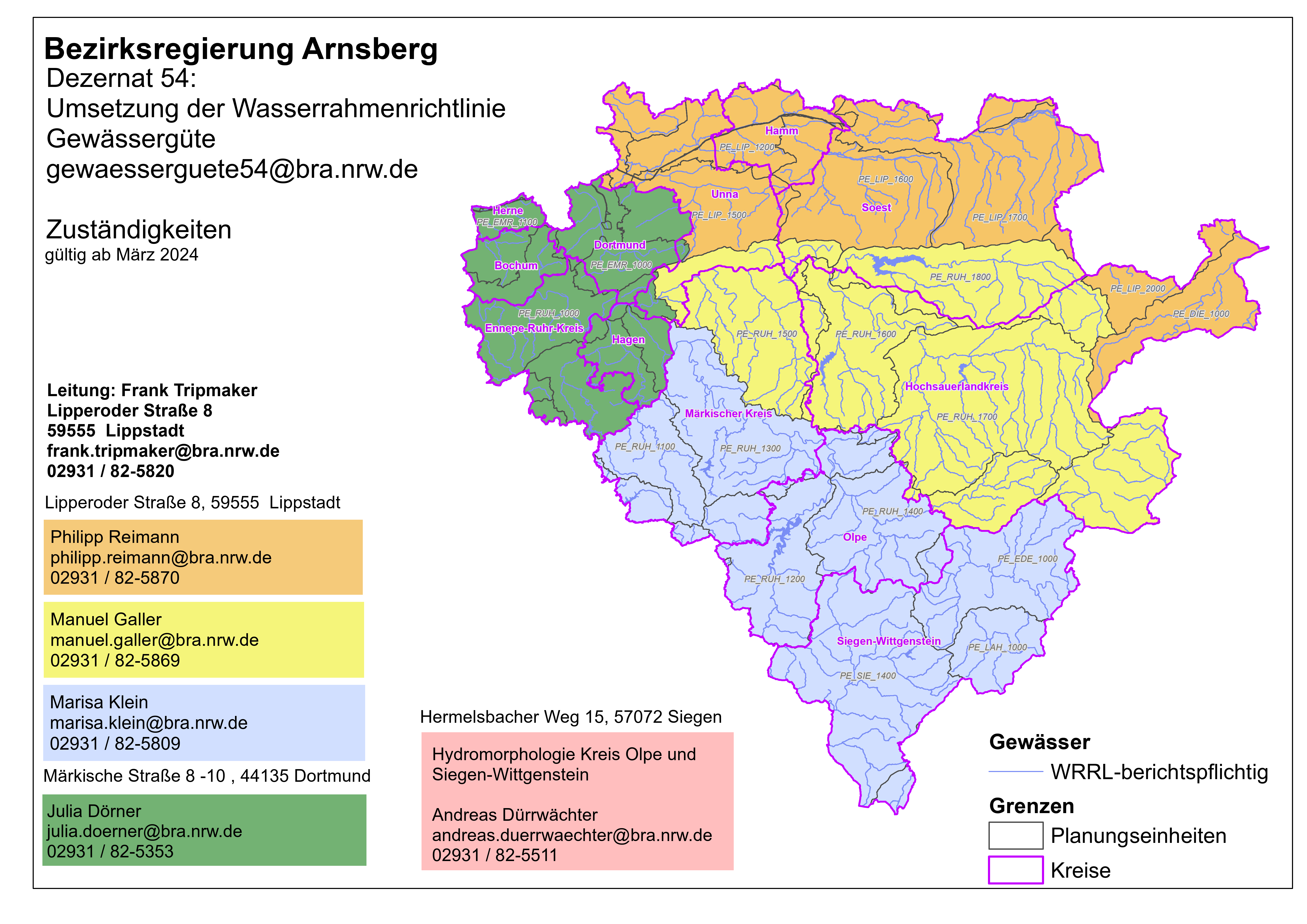 Gewässergüte, Karte der Zuständigkeiten