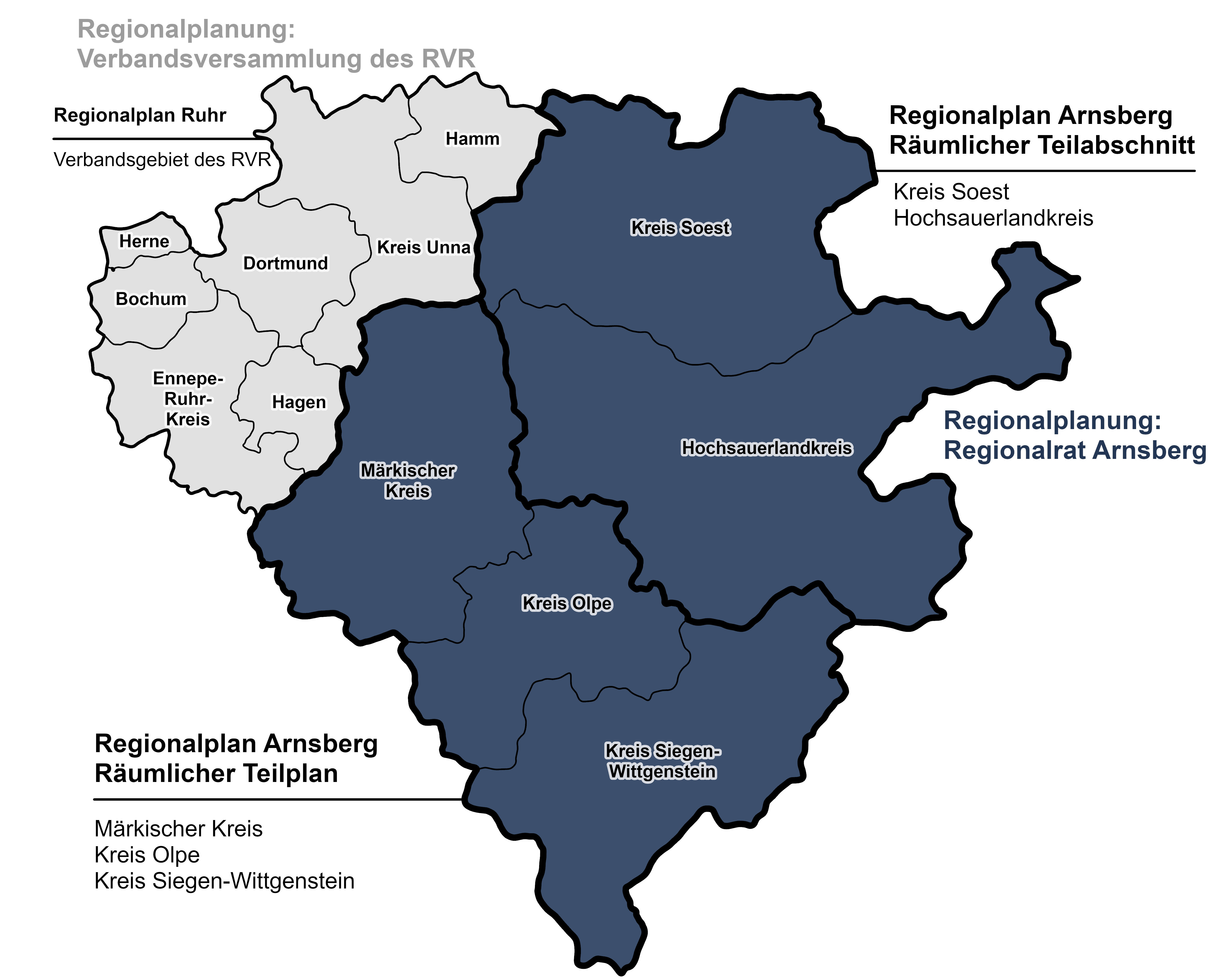 Abgebildet ist der Regionalplan Arnsberg.