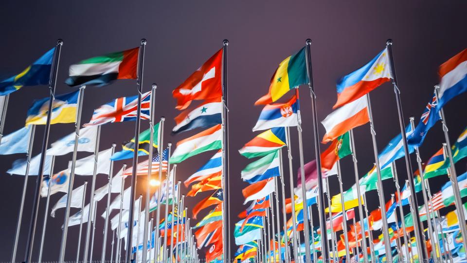 Flaggen vieler Länder der ganzen Welt