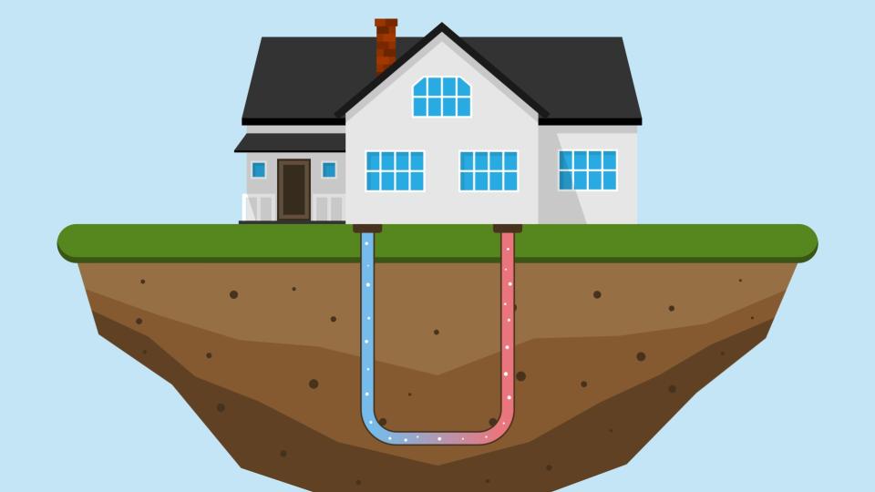 Geothermisches Energiekonzept. Umweltfreundliches Haus mit Geothermie