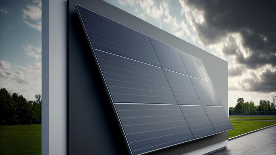 Close up von Stand-alone-Photovoltaik-Solar-Panel-Wand-System 