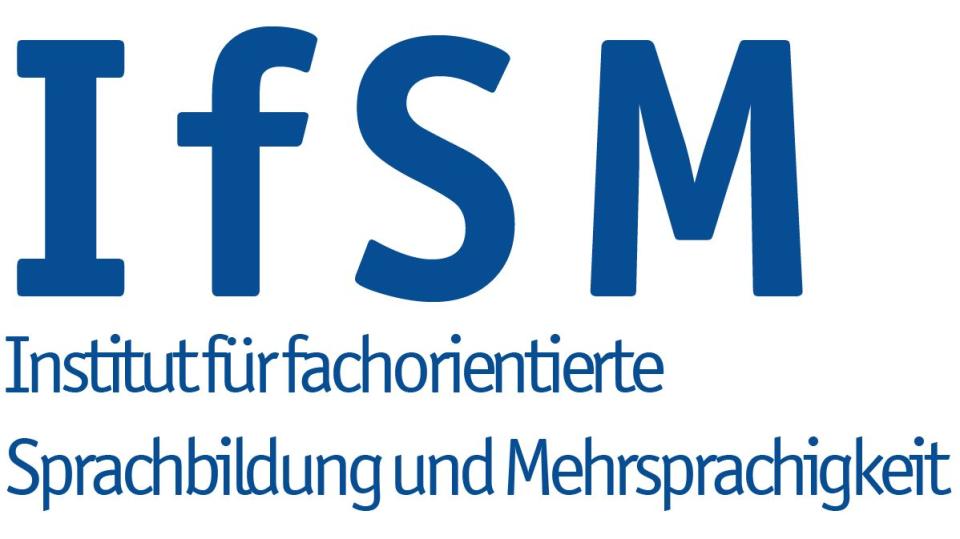 Abgebildet ist das Logo des Instituts für fachorientierte Sprachbildung und Mehrsprachigkeit (IfSM) der Universität Duisburg-Essen.