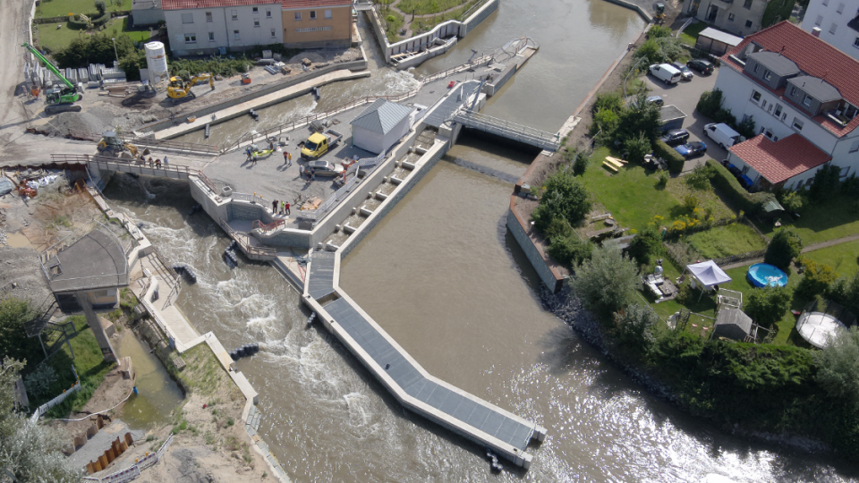 Luftaufnahme der Kanustrecke in der Lippe
