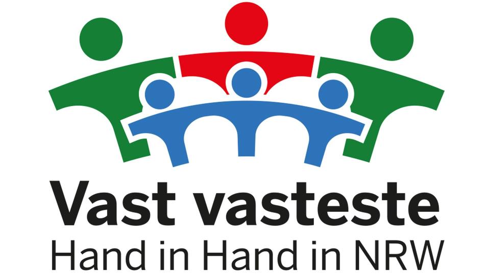 Abgebildet ist das Logo von "Vast vasteste - Hand in Hand in NRW".