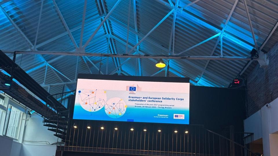 Abgebildet sind Impressionen zur Stakeholder-Konferenz der Europäischen Kommission zu Erasmus+ und dem Europäischen Solidaritätskorps (ESC) in Brüssel.