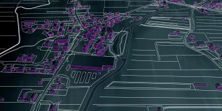 Ein Ausschnitt eines Stadtplans, auf dem Häuser und Straßen abgebildet sind.