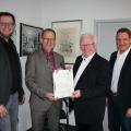 v.l.n.r. Sven Hoppe (Stadt Erwitte), Ferdinand Aßhoff (Bezirksregierung Arnsberg), Bürgermeister Peter Wessel, Ralf Linnebur (Stadt Erwitte)