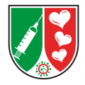 Logo der Bezirksregierungs Arnsberg abgewandelt zu Bezirksregierung Impfberg mit dem Hashtag ZusammenGegenCorona