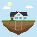 Geothermisches Energiekonzept. Umweltfreundliches Haus mit Geothermie