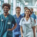 Eine Gruppe von Doktorinnen und Doktoren in einem Krankenhaus.