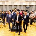 von links: Michael Nassauer, Intendant der Philharmonie Südwestfalen, Nabil Shehata, Chefdirigent, Heinrich Böckelühr, Regierungspräsident, Andreas Müller, Landrat des Kreises Siegen-Wittgenstein