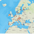 Europakarte mit Pins