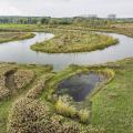 Blick von oben auf eine Flusslandschaft