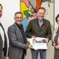 Abgebildet sind von links nach rechts Stadtbaurat Andreas Mentz (Hamm), Oberbürgermeister Marc Herter (Hamm), Abteilungsleiter Thomas Sommer (Abteilung 3, Bezirksregierung Arnsberg) und Familiendezernentin Dr. Britta Obszerninks (Hamm).