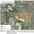 Untersuchungsgebiet in Lünen mit den Messpunkten 2024, den benachbarten Industriearealen sowie dem Bereich der bestehenden Nichtverzehrempfehlung.